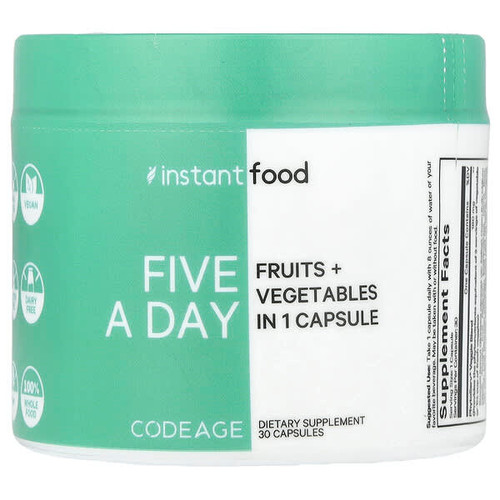 <img alt="Codeage, Five A Day, Fruits + Vegetables in 1 Capsule, 30 Capsules" title="Codeage, Five A Day, Fruits + Vegetables in 1 Capsule, 30 Capsules,850026121520"