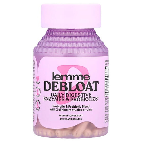 <img alt="Lemme, Debloat, Daily Digestive Enzymes & Probiotics, 60 Vegan Capsules" title="Lemme, Debloat, Daily Digestive Enzymes & Probiotics, 60 Vegan Capsules,850037549580"