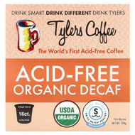 <img alt="Tylers Coffees, Acid-Free Organic Decaf, 16 Single Serve Coffee Pods, 8 g Each" title="Tylers Coffees, Acid-Free Organic Decaf, 16 Single Serve Coffee Pods, 8 g Each,761245166684"