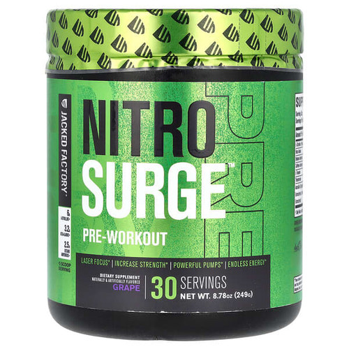 <img alt="Jacked Factory, Nitro Surge, Pre-Workout, Grape, 8.78 oz (249 g)" title="Jacked Factory, Nitro Surge, Pre-Workout, Grape, 8.78 oz (249 g),672691000487"