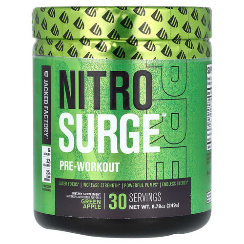 <img alt="Jacked Factory, Nitro Surge, Pre-Workout, Green Apple, 8.78 oz (249 g)" title="Jacked Factory, Nitro Surge, Pre-Workout, Green Apple, 8.78 oz (249 g),672691000494"
