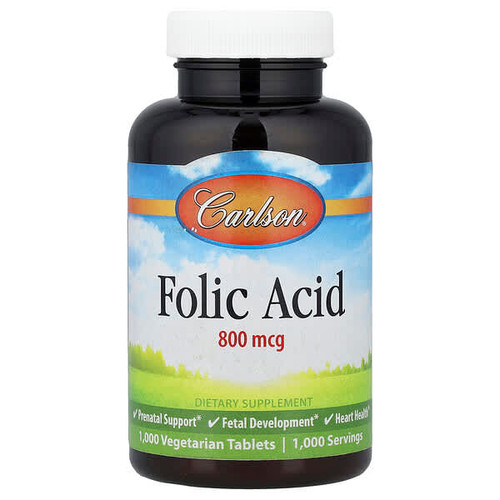 <img alt="Carlson, Folic Acid, 800 mcg, 1,000 Vegetarian Tablets" title="Carlson, Folic Acid, 800 mcg, 1,000 Vegetarian Tablets,088395026669"