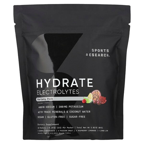 <img alt="Sports Research, Hydrate Electrolytes, Variety Pack, 16 Packets, 0.18 oz (5 g) Each" title="Sports Research, Hydrate Electrolytes, Variety Pack, 16 Packets, 0.18 oz (5 g) Each,023249092872"