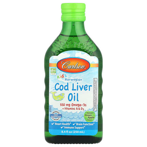 <img alt="Carlson, Kids, Norwegian Cod Liver Oil, Natural Green Apple, 8.4 fl oz (250 ml)" title="Carlson, Kids, Norwegian Cod Liver Oil, Natural Green Apple, 8.4 fl oz (250 ml),088395137303"