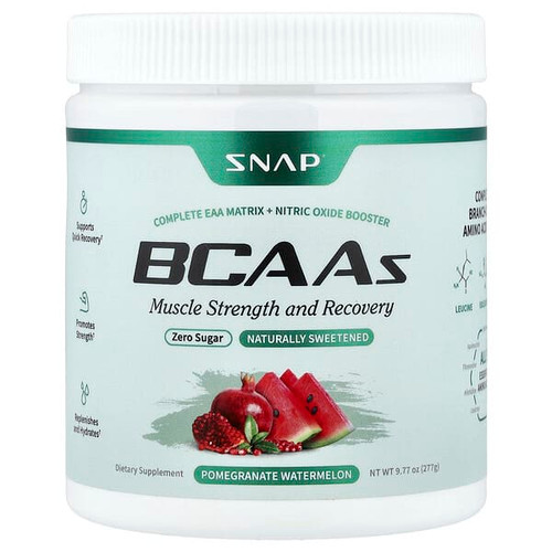 <img alt="Snap Supplements, BCAAs, Pomegranate Watermelon, 9.77 oz (277 g)" title="Snap Supplements, BCAAs, Pomegranate Watermelon, 9.77 oz (277 g),850039253065"