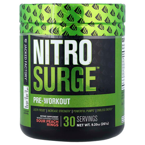 <img alt="Jacked Factory, Nitro Surge, Pre-Workout, Sour Peach Rings, 9.2 oz (261 g)" title="Jacked Factory, Nitro Surge, Pre-Workout, Sour Peach Rings, 9.2 oz (261 g),628250670561"