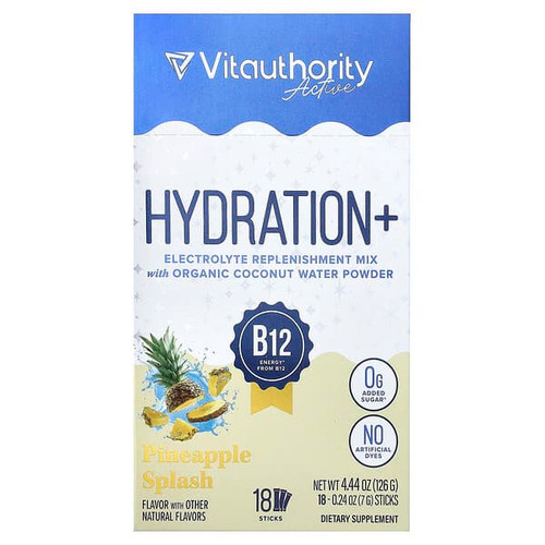 <img alt="Vitauthority, Active, Hydration+, Pineapple Splash, 18 Sticks, 0.24 oz (7 g) Each" title="Vitauthority, Active, Hydration+, Pineapple Splash, 18 Sticks, 0.24 oz (7 g) Each,850069641085"