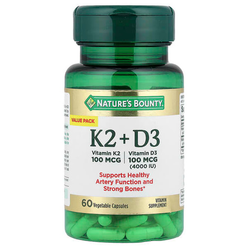 <img alt="Natures Bounty, Vitamin K2 + D3, 60 Vegetable Capsules" title="Natures Bounty, Vitamin K2 + D3, 60 Vegetable Capsules,074312016790"
