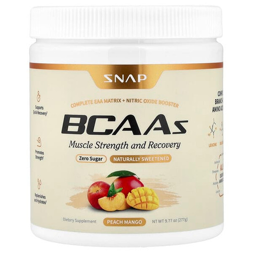 <img alt="Snap Supplements, BCAAs, Peach Mango, 9.77 oz (277 g)" title="Snap Supplements, BCAAs, Peach Mango, 9.77 oz (277 g),850039253058"