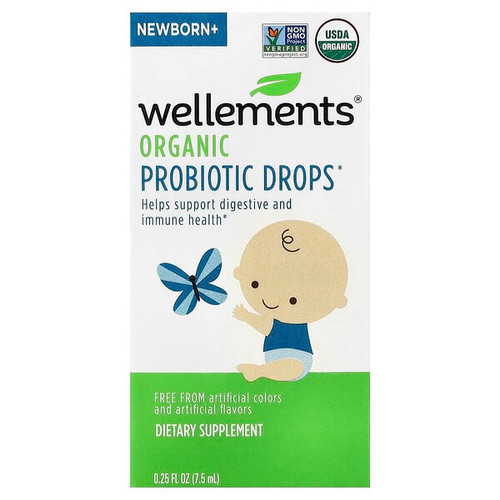 <img alt="Wellements, Organic Probiotic Drops, Newborn+, 0.25 fl oz (7.5 ml)" title="Wellements, Organic Probiotic Drops, Newborn+, 0.25 fl oz (7.5 ml),729609000173"