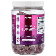 <img alt="Vitamatic, Vegan Biotin Gummies, Natural Raspberry, 240 Gummies" title="Vitamatic, Vegan Biotin Gummies, Natural Raspberry, 240 Gummies,810078476542"