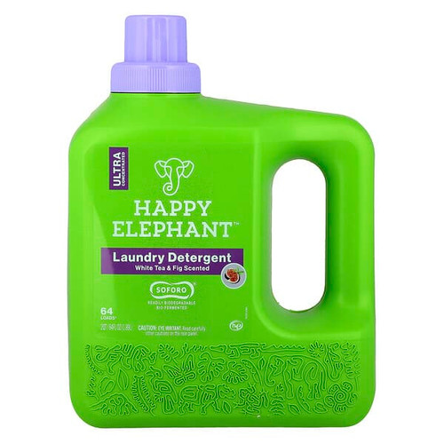 <img alt="Happy Elephant, Laundry Detergent, White Tea & Fig, 64 fl oz (1.89 l)" title="Happy Elephant, Laundry Detergent, White Tea & Fig, 64 fl oz (1.89 l),843076030010"