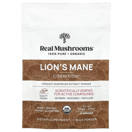 <img alt="Real Mushrooms, Lions Mane, Organic Mushroom Extract Powder, 2.12 oz (60 g)" title="Real Mushrooms, Lions Mane, Organic Mushroom Extract Powder, 2.12 oz (60 g),627843438731"