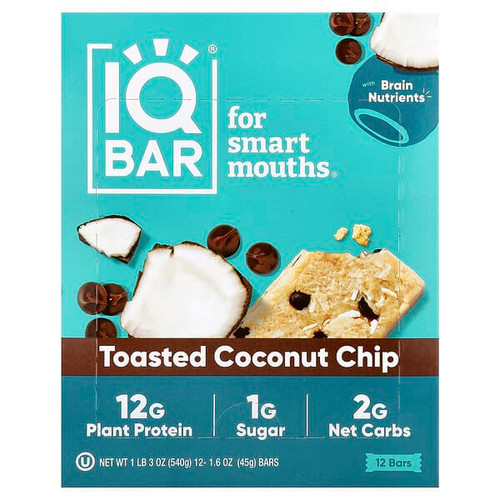 <img alt="IQBAR, Plant Protein Bar, Toasted Coconut Chip, 12 Bars, 1.6 oz (45 g) Each" title="IQBAR, Plant Protein Bar, Toasted Coconut Chip, 12 Bars, 1.6 oz (45 g) Each,850004554654"