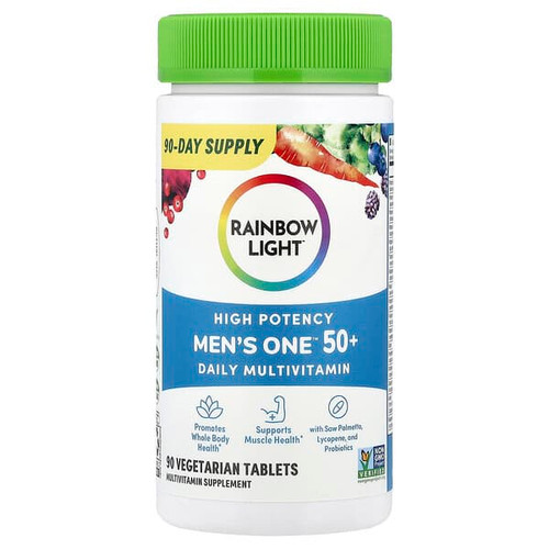 <img alt="Rainbow Light, Mens One 50+ Daily Multivitamin, High Potency, 90 Vegetarian Tablets" title="Rainbow Light, Mens One 50+ Daily Multivitamin, High Potency, 90 Vegetarian Tablets,021888204045"