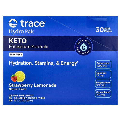 <img alt="Trace, Hydro Pak Keto, Strawberry Lemonade, 30 Stick Packs, 0.24 oz (6.7 g) Each" title="Trace, Hydro Pak Keto, Strawberry Lemonade, 30 Stick Packs, 0.24 oz (6.7 g) Each,878941009846"