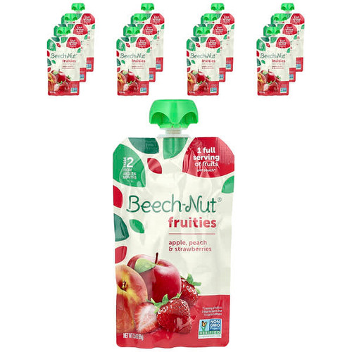<img alt="Beech-Nut, Fruities, 6+ Months, Apple, Peach & Strawberries, 12 Pouches, 3.5 oz (99 g) Each" title="Beech-Nut, Fruities, 6+ Months, Apple, Peach & Strawberries, 12 Pouches, 3.5 oz (99 g) Each,10052200011024"