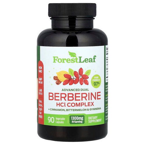 <img alt="Forest Leaf, Advanced Dual Berberine HCl Complex + Cinnamon, Bittermelon & Gymnema, 90 Vegetable Capsules" title="Forest Leaf, Advanced Dual Berberine HCl Complex + Cinnamon, Bittermelon & Gymnema, 90 Vegetable Capsules,850059338001"