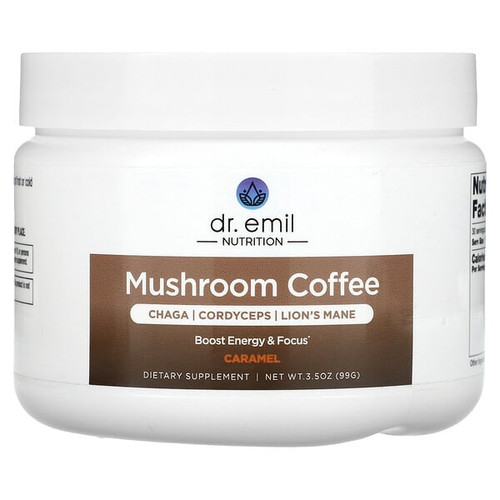 <img alt="Dr. Emil Nutrition, Mushroom Coffee, Caramel, 3.5 oz (99 g)" title="Dr. Emil Nutrition, Mushroom Coffee, Caramel, 3.5 oz (99 g),850002956863"