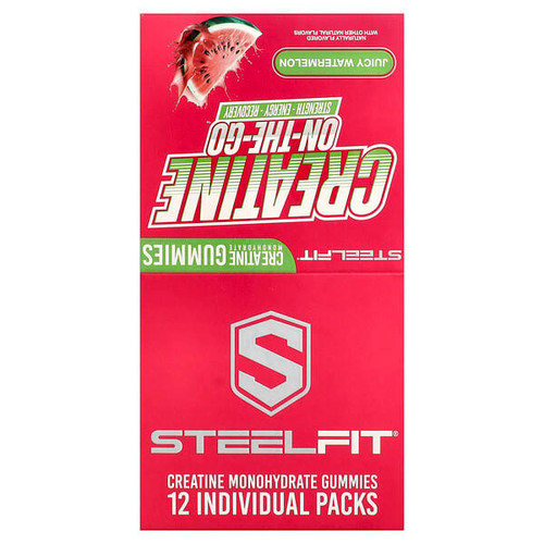 <img alt="SteelFit, Creatine On-The-Go, Creatine Monohydrate Gummies, Juicy Watermelon, 12 Packs, 0.8 oz (22 g) Each" title="SteelFit, Creatine On-The-Go, Creatine Monohydrate Gummies, Juicy Watermelon, 12 Packs, 0.8 oz (22 g) Each,732907055202"