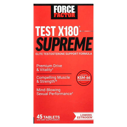 <img alt="Force Factor, Test X180 Supreme, 45 Tablets" title="Force Factor, Test X180 Supreme, 45 Tablets,818594014842"