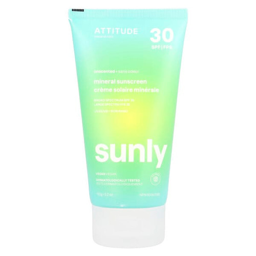 <img alt="ATTITUDE, Sunly, Mineral Sunscreen, 30 SPF, Unscented , 5.2 oz (150 g)" title="ATTITUDE, Sunly, Mineral Sunscreen, 30 SPF, Unscented , 5.2 oz (150 g),626232160208"