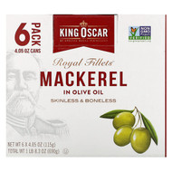 <img alt="King Oscar, Royal Fillets, Mackerel In Olive Oil, 6 Pack, 4.05 oz (115 g) Each" title="King Oscar, Royal Fillets, Mackerel In Olive Oil, 6 Pack, 4.05 oz (115 g) Each,034800606902"