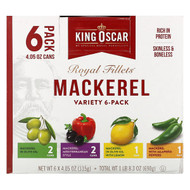 <img alt="King Oscar, Royal Fillets, Mackerel, Variety 6-Pack, 6 Cans, 4.05 oz (115 g) Each" title="King Oscar, Royal Fillets, Mackerel, Variety 6-Pack, 6 Cans, 4.05 oz (115 g) Each,034800606919"