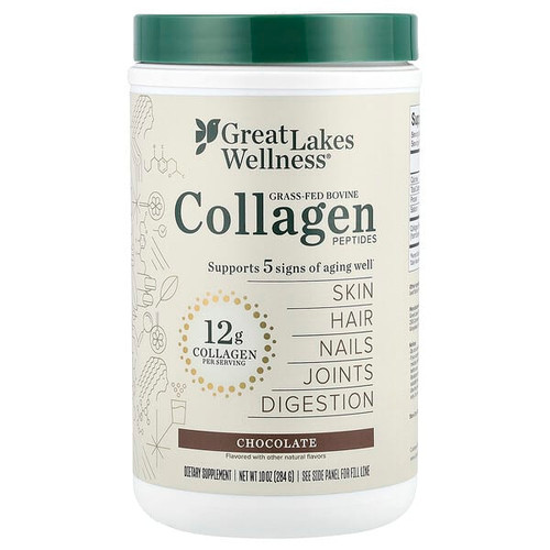 <img alt="Great Lakes Wellness, Grass-Fed Bovine Collagen Peptides, Chocolate, 10 oz (284 g)" title="Great Lakes Wellness, Grass-Fed Bovine Collagen Peptides, Chocolate, 10 oz (284 g),322654002835"