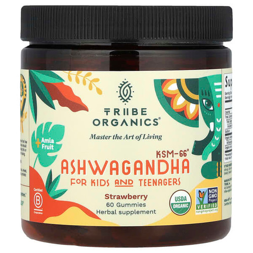 <img alt="Tribe Organics, Ashwagandha KSM-66, For Kids and Teenagers, Strawberry, 60 Gummies" title="Tribe Organics, Ashwagandha KSM-66, For Kids and Teenagers, Strawberry, 60 Gummies,860010716014"