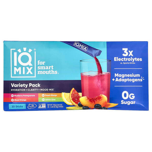 <img alt="IQBAR, IQMIX, Hydration + Clarity + Mood Mix, Variety Pack, 20 Sticks, 0.28 oz (8 g ) Each" title="IQBAR, IQMIX, Hydration + Clarity + Mood Mix, Variety Pack, 20 Sticks, 0.28 oz (8 g ) Each,850004554470"