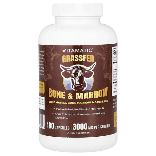 <img alt="Vitamatic, Grassfed Bone & Marrow, 180 Capsules (500 mg per Capsule)" title="Vitamatic, Grassfed Bone & Marrow, 180 Capsules (500 mg per Capsule),810078476429"