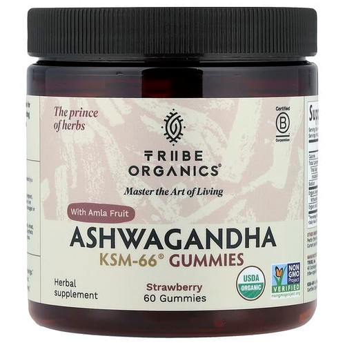 <img alt="Tribe Organics, Ashwagandha KSM-66 Gummies with Amla Fruit, Strawberry, 60 Gummies" title="Tribe Organics, Ashwagandha KSM-66 Gummies with Amla Fruit, Strawberry, 60 Gummies,860010716007"