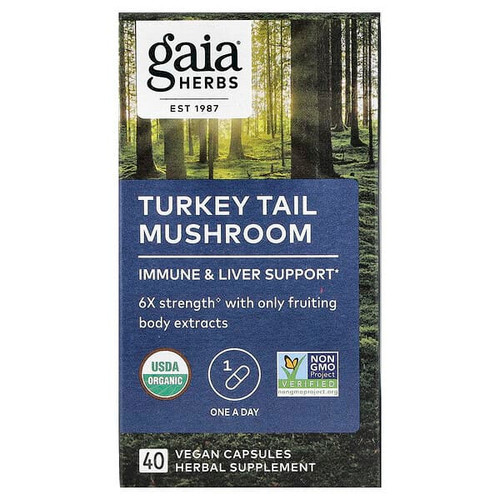 <img alt="Gaia Herbs, Turkey Tail Mushroom, 40 Vegan Capsules (400 mg per Capsule)" title="Gaia Herbs, Turkey Tail Mushroom, 40 Vegan Capsules (400 mg per Capsule),751063151771"