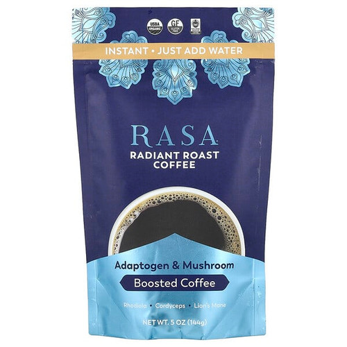 <img alt="Rasa, Adaptogen & Mushroom Boosted Coffee, Instant, Radiant Roasted Coffee, 5 oz (144 g)" title="Rasa, Adaptogen & Mushroom Boosted Coffee, Instant, Radiant Roasted Coffee, 5 oz (144 g),850002599657"