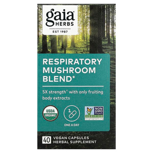 <img alt="Gaia Herbs, Respiratory Mushroom Blend, 40 Vegan Capsules" title="Gaia Herbs, Respiratory Mushroom Blend, 40 Vegan Capsules,751063151719"