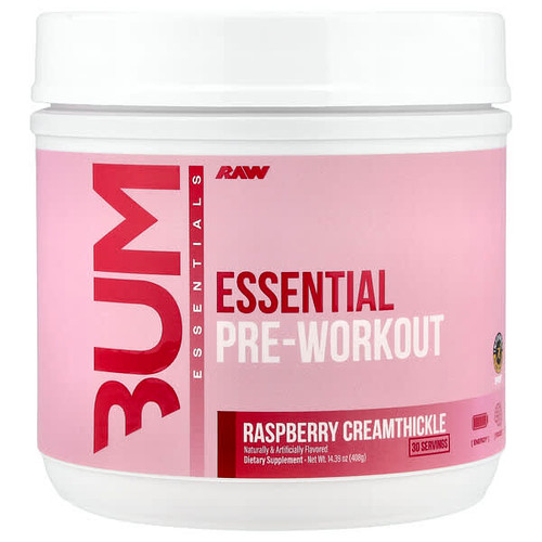 <img alt="Raw Nutrition, Bum Essentials, Essential Pre-Workout, Raspberry Creamthickle, 14.39 oz (408 g)" title="Raw Nutrition, Bum Essentials, Essential Pre-Workout, Raspberry Creamthickle, 14.39 oz (408 g),850057175707"