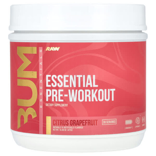 <img alt="Raw Nutrition, Bum Essentials, Essential Pre-Workout, Citrus Grapefruit , 14.49 oz (411 g)" title="Raw Nutrition, Bum Essentials, Essential Pre-Workout, Citrus Grapefruit , 14.49 oz (411 g),850049150842"