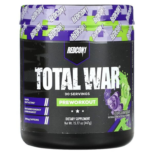 <img alt="Redcon1, Total War, Pre-Workout, Sour Gummy Bear, 15.77 oz (447 g)" title="Redcon1, Total War, Pre-Workout, Sour Gummy Bear, 15.77 oz (447 g),850004759196"