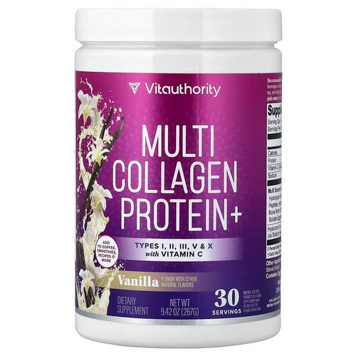 <img alt="Vitauthority, Multi Collagen Protein+, Vanilla, 9.42 oz (267 g)" title="Vitauthority, Multi Collagen Protein+, Vanilla, 9.42 oz (267 g),850069641207"
