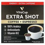 <img alt="VitaCup, Extra Shot, Coffee + Espresso, Dark Roast, 16 Pods, 0.39 oz (11 g) Each" title="VitaCup, Extra Shot, Coffee + Espresso, Dark Roast, 16 Pods, 0.39 oz (11 g) Each,850036288251"