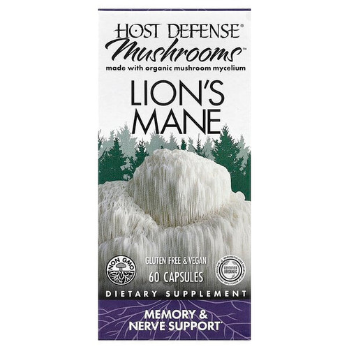<img alt="Host Defense, Mushrooms, Lions Mane, 60 Capsules (0.5 g per Capsule)" title="Host Defense, Mushrooms, Lions Mane, 60 Capsules (0.5 g per Capsule),633422031620"
