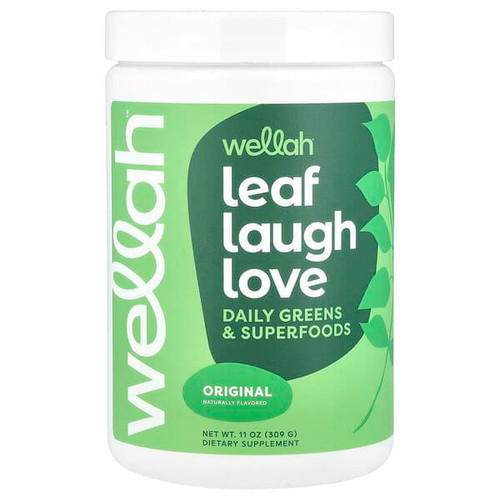 <img alt="Wellah, Leaf Laugh Love, Daily Greens & Superfoods, Original, 11 oz (309 g)" title="Wellah, Leaf Laugh Love, Daily Greens & Superfoods, Original, 11 oz (309 g),850057089004"
