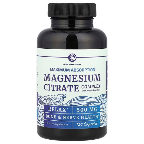 <img alt="Nobi Nutrition, Magnesium Citrate Complex with Magnesium Oxide, Maximum Absorption, 500 mg, 120 Capsules" title="Nobi Nutrition, Magnesium Citrate Complex with Magnesium Oxide, Maximum Absorption, 500 mg, 120 Capsules,850018274357"