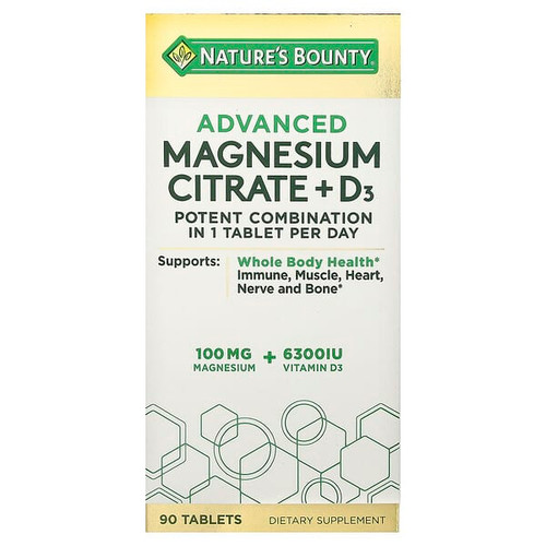 <img alt="Natures Bounty, Advanced Magnesium Citrate + D3, 90 Tablets" title="Natures Bounty, Advanced Magnesium Citrate + D3, 90 Tablets,074312011368"