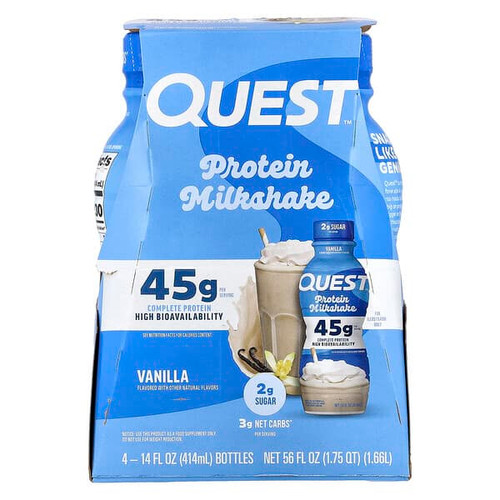 <img alt="Quest Nutrition, Protein Milk Shake, Vanilla, 4 Bottles, 14 fl oz (414 ml) Each" title="Quest Nutrition, Protein Milk Shake, Vanilla, 4 Bottles, 14 fl oz (414 ml) Each,888849016051"