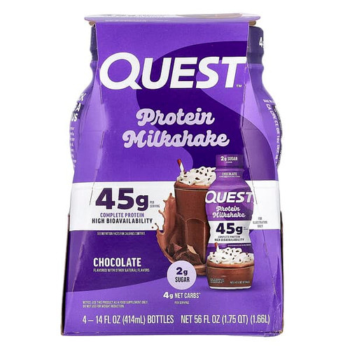 <img alt="Quest Nutrition, Protein Milk Shake, Chocolate, 4 Bottles, 14 fl oz (414 ml) Each" title="Quest Nutrition, Protein Milk Shake, Chocolate, 4 Bottles, 14 fl oz (414 ml) Each,888849015993"