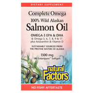 <img alt="Natural Factors, Complete Omega, 100% Wild Alaskan Salmon Oil, 1,300 mg, 180 Enteripure Softgels" title="Natural Factors, Complete Omega, 100% Wild Alaskan Salmon Oil, 1,300 mg, 180 Enteripure Softgels,068958022666"
