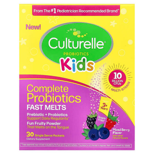 <img alt="Culturelle, Kids, Complete Probiotics Fast Melts, 3+ Years, Mixed Berry, 30 Single Serve Packets, 0.05 oz (1.4 g) Each" title="Culturelle, Kids, Complete Probiotics Fast Melts, 3+ Years, Mixed Berry, 30 Single Serve Packets, 0.05 oz (1.4 g) Each,049100402031"