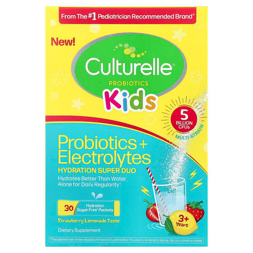 <img alt="Culturelle, Kids, Probiotics + Electrolytes, Hydration Super Duo, 3+ Years, Strawberry Lemonade, 30 Packets, 0.06 oz (1.7 g) Each" title="Culturelle, Kids, Probiotics + Electrolytes, Hydration Super Duo, 3+ Years, Strawberry Lemonade, 30 Packets, 0.06 oz (1.7 g) Each,049100402048"